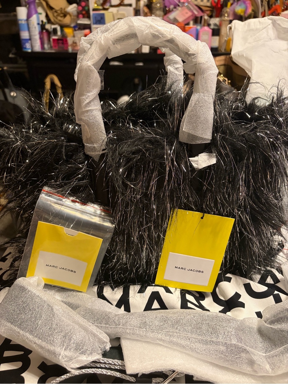 Marc Jacob’s NWT Faux Fur and Leather “Creature Tote with Shimmer - Picture 3 of 15